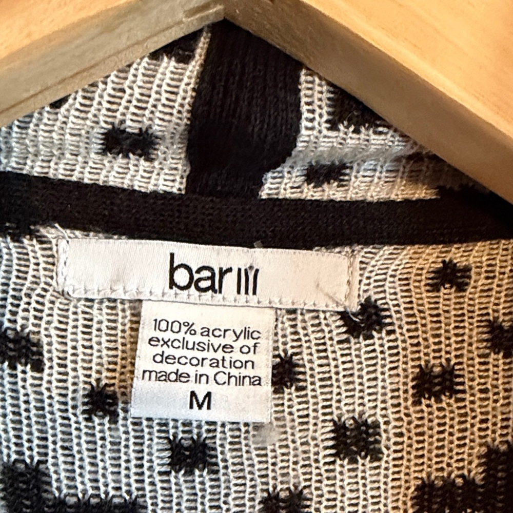 Bar lll Black and White Geometric Open-Front Draped Cardigan - Picture 2 of 7